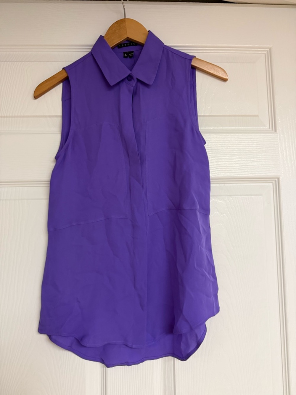 Theory Sleeveless Collared Blouse in Purple